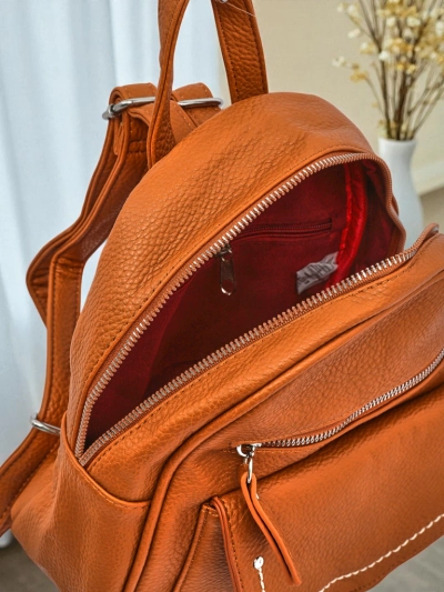 Elegáns Calista Camel női hátizsák, öko bőr, Królewska Moda