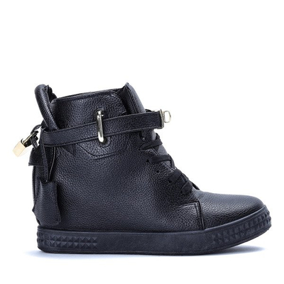Czarne sneakersy na krytym koturnie Denneya - Obuwie