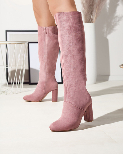 Rózsaszín női öko-szarvasbőr tűsarkú csizma Asdorra- Lábbeli