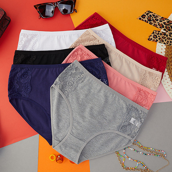 Egyszínű női bugyi szett, 7-es típus / csomag PLUSZ MÉRET - Fehérnemű