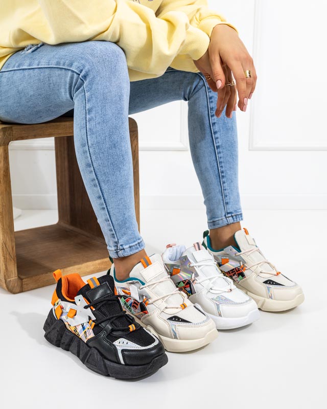 Fekete női sportcipő színes betétekkel Deroni - Lábbeli