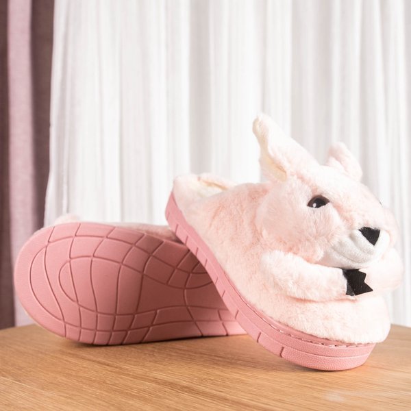 Jasnoróżowe kapcie z króliczkiem Masia - Obuwie