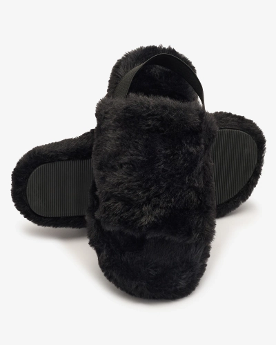 Royalfashion Fekete női szőrme papucs Nabres
