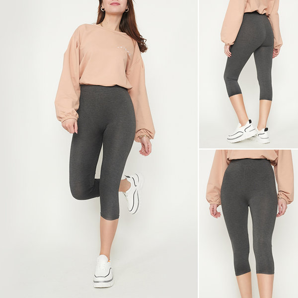 Női 3/4 hosszúságú sötétszürke leggings - Ruházat