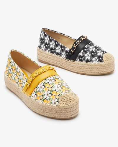 Fekete virágos espadrilles Azzaxi- Lábbeli