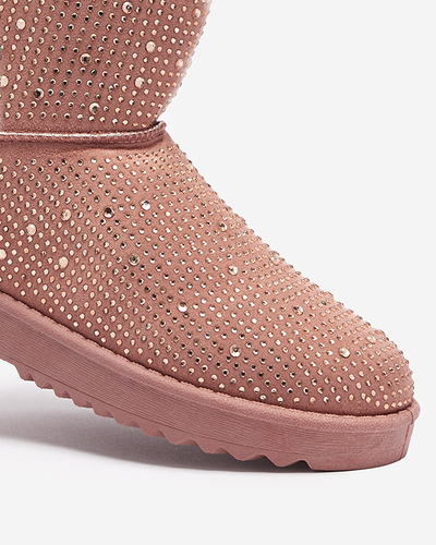 Sötét rózsaszín női hócsizma cirkóniával Rudis - Lábbeli