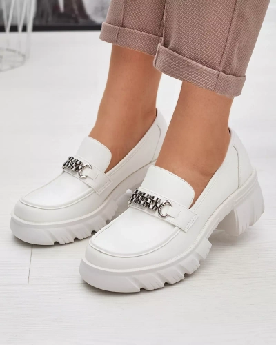 Fehér női cipő masszív Erikela talpon - Lábbeli
