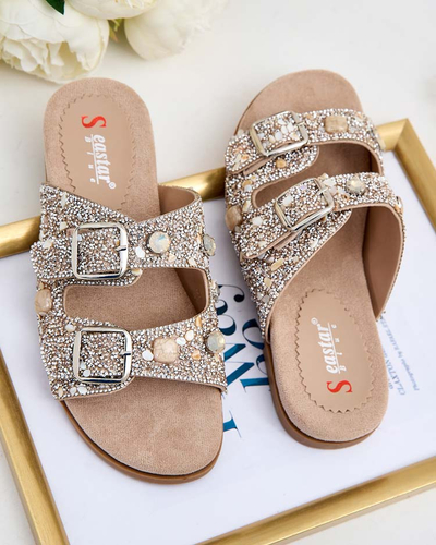 Royalfashion Női flip-flopok csattal és cirkonokkal Monnas
