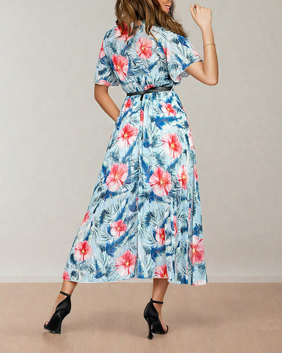 Royalfashion Női pliszírozott virágos midi ruha