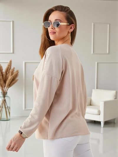 Royalfashion Női vékony viszkóz pulóver strasszkövekkel a vállaknál