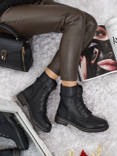 Luna Női Fekete Szintetikus Alkalmi Bokacsizma Őszre