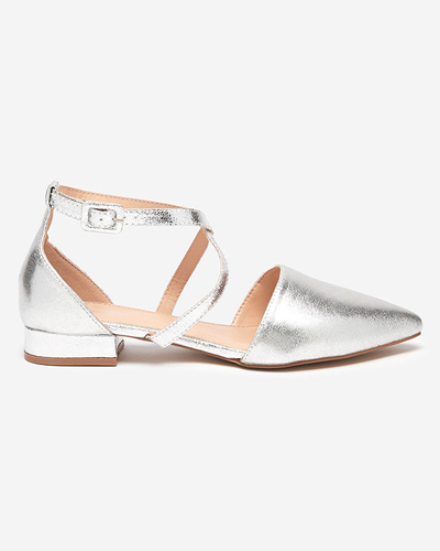 OUTLET Ezüst női balerinák lapos sarkú Osies- Cipők