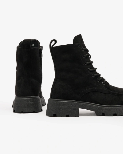 Royalfashion Fekete női Oroccar fűzős csizma