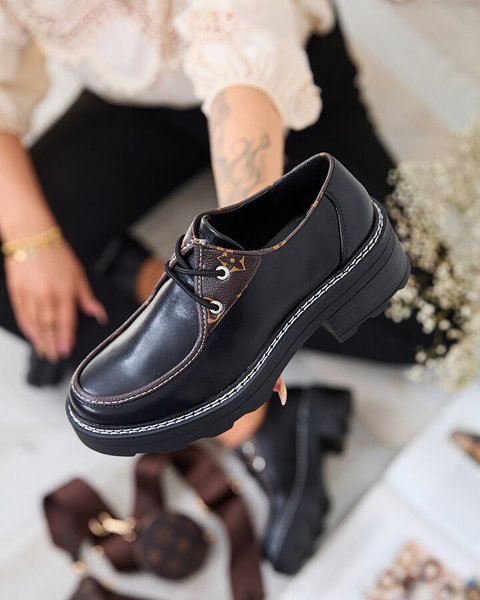 Royalfashion Fekete női félcsizma vastag talpú Dobbin