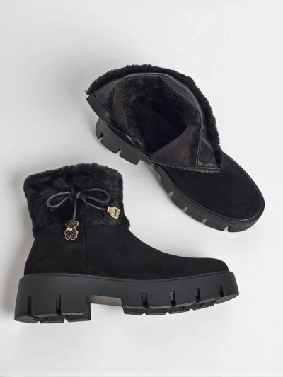 Magasított női öko velúr bokacsizma szőrmével Vernaya