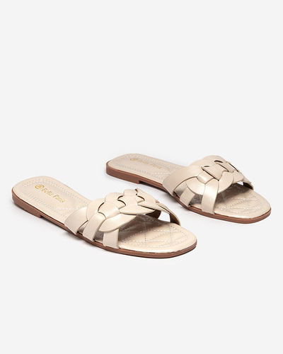 OUTLET Női papucs díszövvel bézs színben Bevedis - Lábbeli