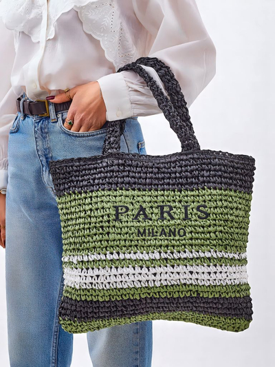 Royalfashion Nagy szalmatáska nőknek, Párizsi Csíkos