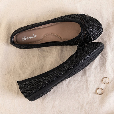 OUTLET Női fekete szőtt balerinák a Wewo-tól - Footwear