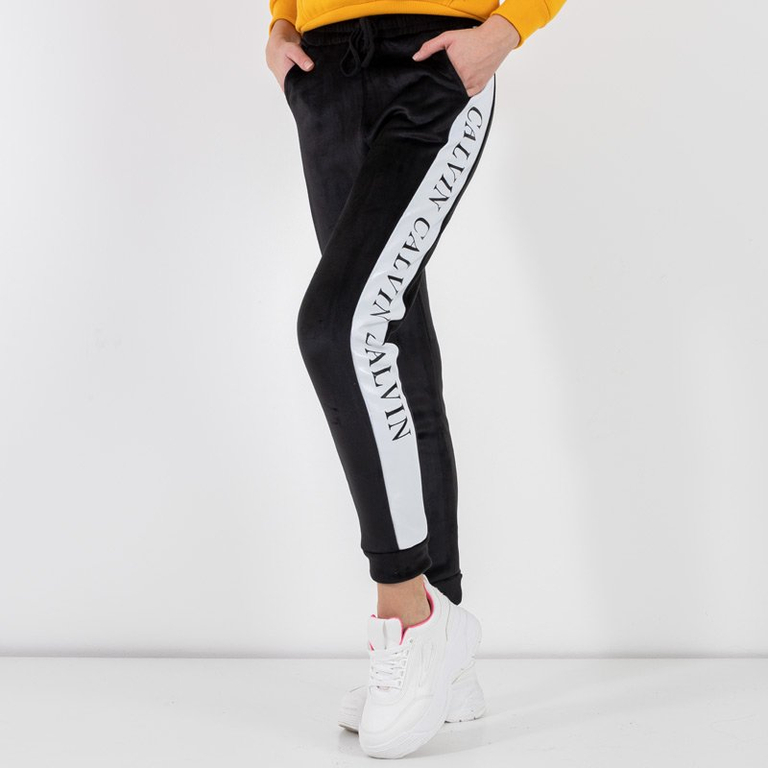 Női fekete szigetelt csíkos tréningnadrág - Ruházat