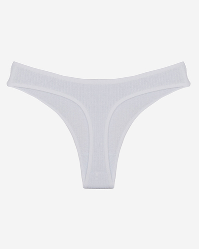 Fehér bordázott női tanga bugyi foltokkal- Fehérnemű