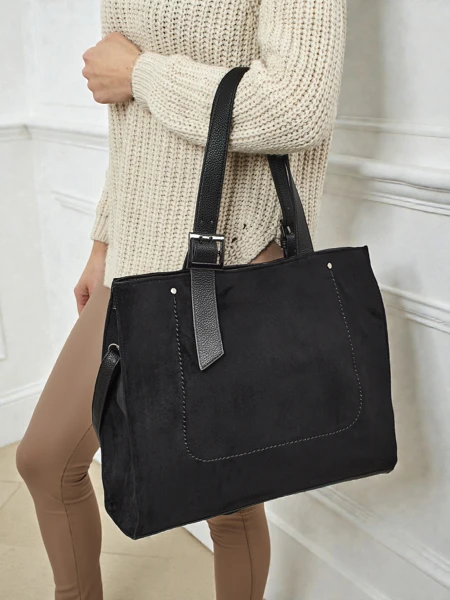 Daverna női shopper táska, öko velúr