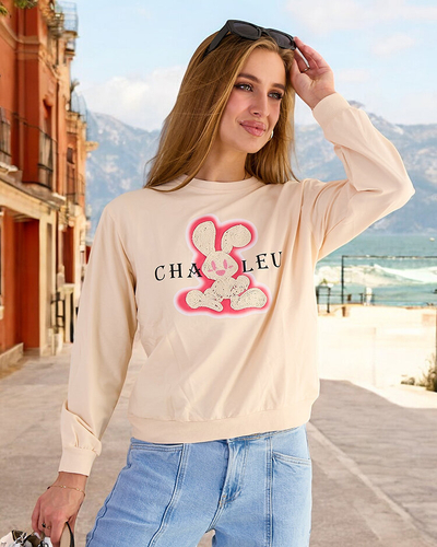 Royalfashion Női pamut vékony nyomtatott pulóver