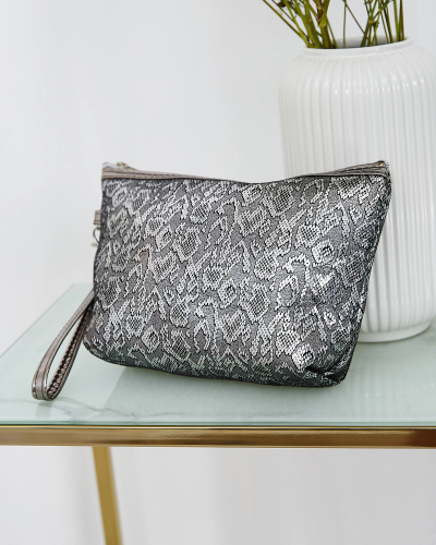 Royalfashion Női ezüstösen csillogó kozmetikai táska nyomtatással