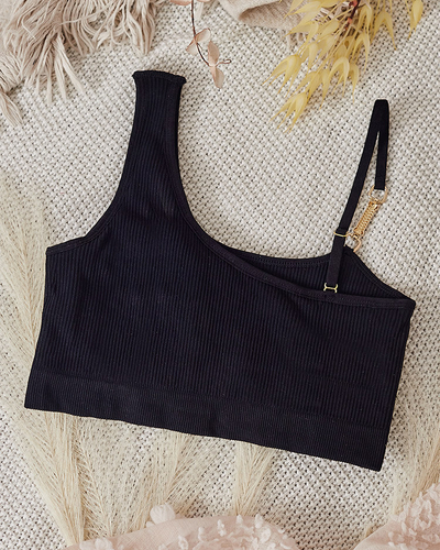 Royalfashion női bordás melltartó díszes pánttal