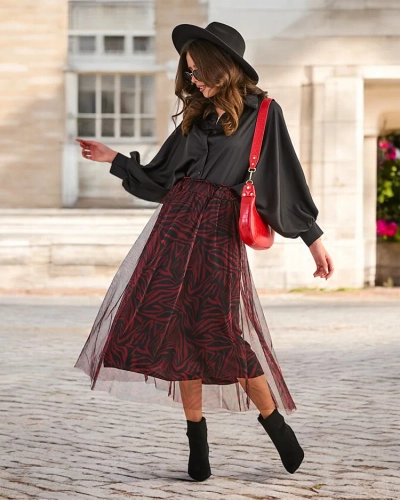 Royalfashion Mintás női midi szoknya tüllével