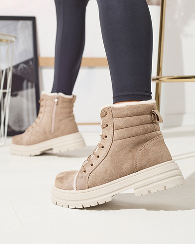 Női szigetelt trapper csizma barna színben Tivica - Lábbeli