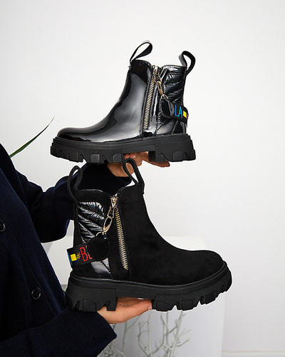 Női fekete eco velúr csizma Osall-Footwear