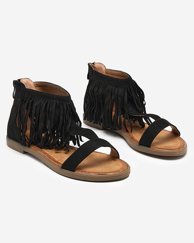 Női szandál fekete rojtokkal Clov- Footwear