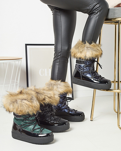 Női tengerészkék lakkozott hócsizma Luccav- Lábbeli