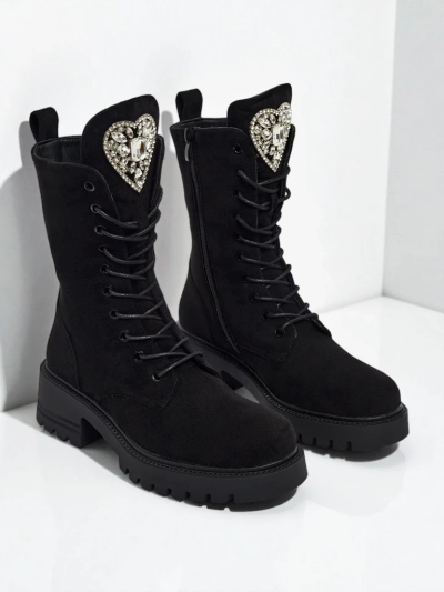 Emelune öko velúr fűzős női bokacsizma