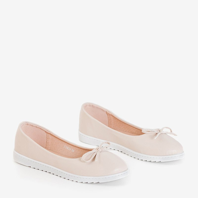 Bézs színű női balerinák Flonen íjjal - Cipők