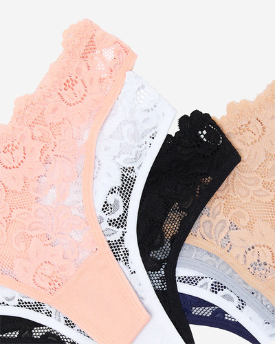 Női pamut tanga bugyi készlet csipkével 7 / csomag - Fehérnemű