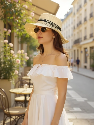 Royalfashion Női szalmakalap Elegance Szalag