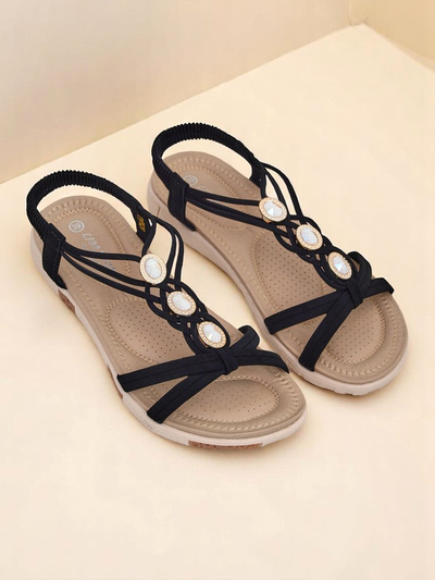 Royalfashion Callista női szandál – fekete espadrilles cirkóniával a nyárra