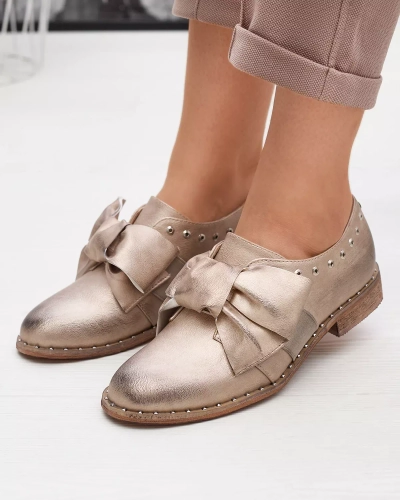 Arany női alacsony cipő Entera masnival - Lábbeli