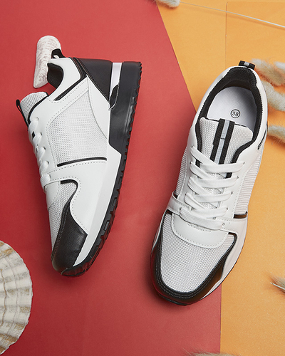 Fehér női sportcipő fekete Ruby betétekkel - Cipő