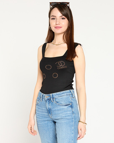 Fekete női felső arany cirkóniával - Ruházat