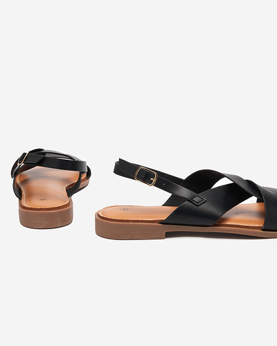 Női fekete lapos sarkú szandál Yojto- Footwear