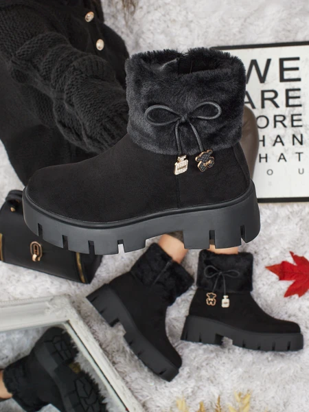 Magasított női öko velúr bokacsizma szőrmével Vernaya