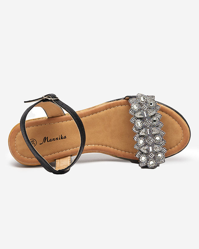 OUTLET Fekete női ékszandál cirkóniákkal Mafa-cipő