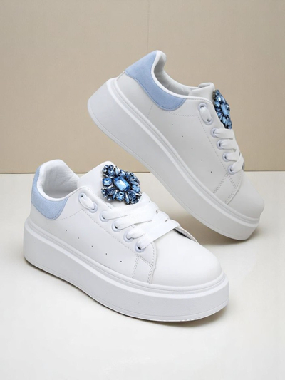 Aurelia Bianco – Fehér női platform tornacipő glamour díszítéssel