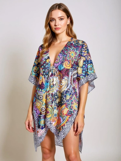 Ariadna Royalfashion Pareo ruha, többszínű, V-nyakú