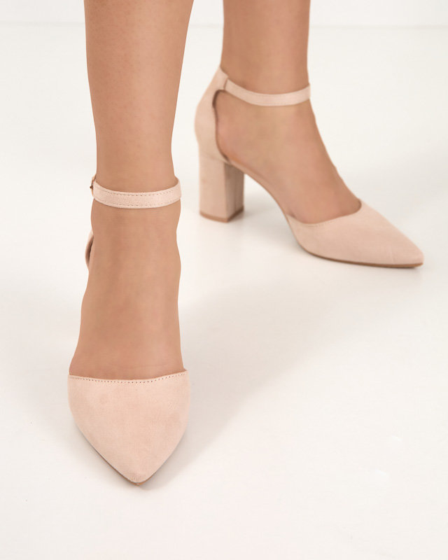 OUTLET Bézs színű női szandál magasabb oszlopon Hareda - Cipők