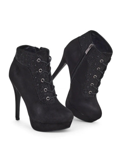 Royalfashion Női magassarkú bokacsizmák strasszokkal Efelolo