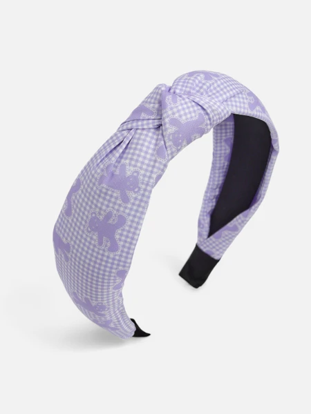 Royalfashion Fonott kockás hajpánt macikkal