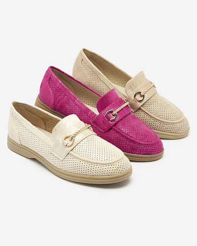 Női mokaszin díszítéssel krémszínű Ziragge- Lábbeli